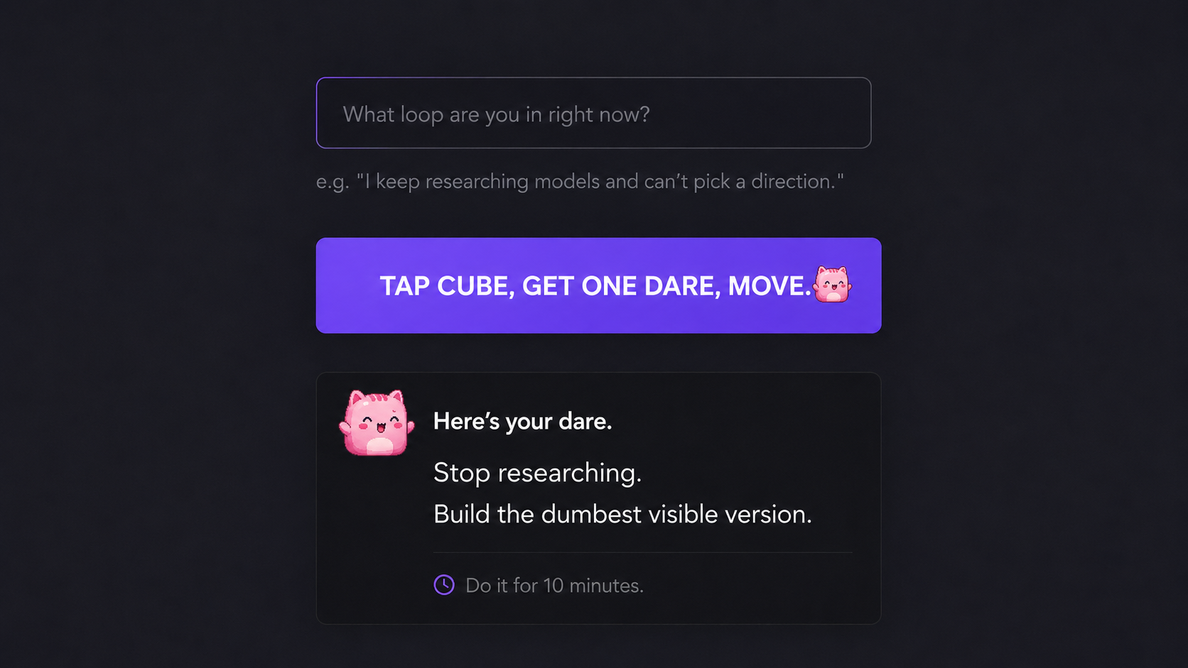 Cube of Tiny Dares UI